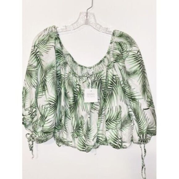 Sigrid Olsen Linen Blend Tropical Print Top Size Small - Picture 1 of 8